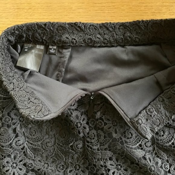 UNIQLO BLACK LACE Knee Length FITTED PENCIL SKIRT, Small - Picture 9 of 14